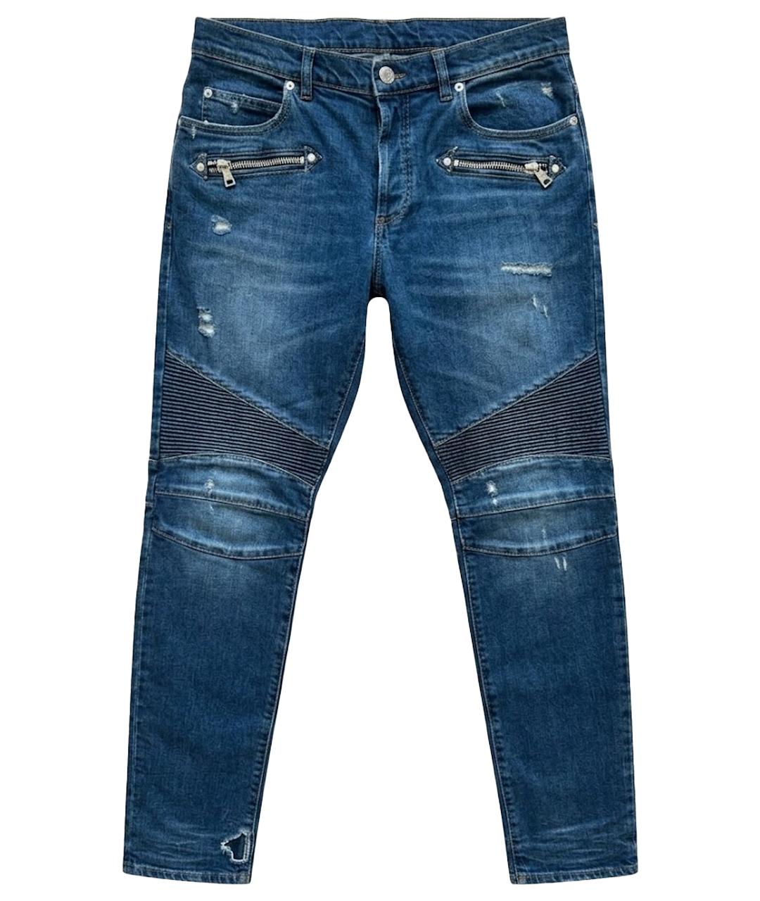 BALMAIN Синие хлопковые джинсы слим, фото 1