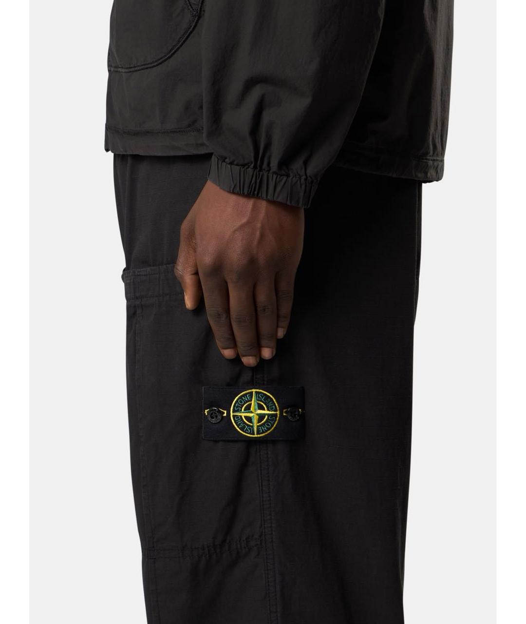 STONE ISLAND Черные хлопковые повседневные брюки, фото 2