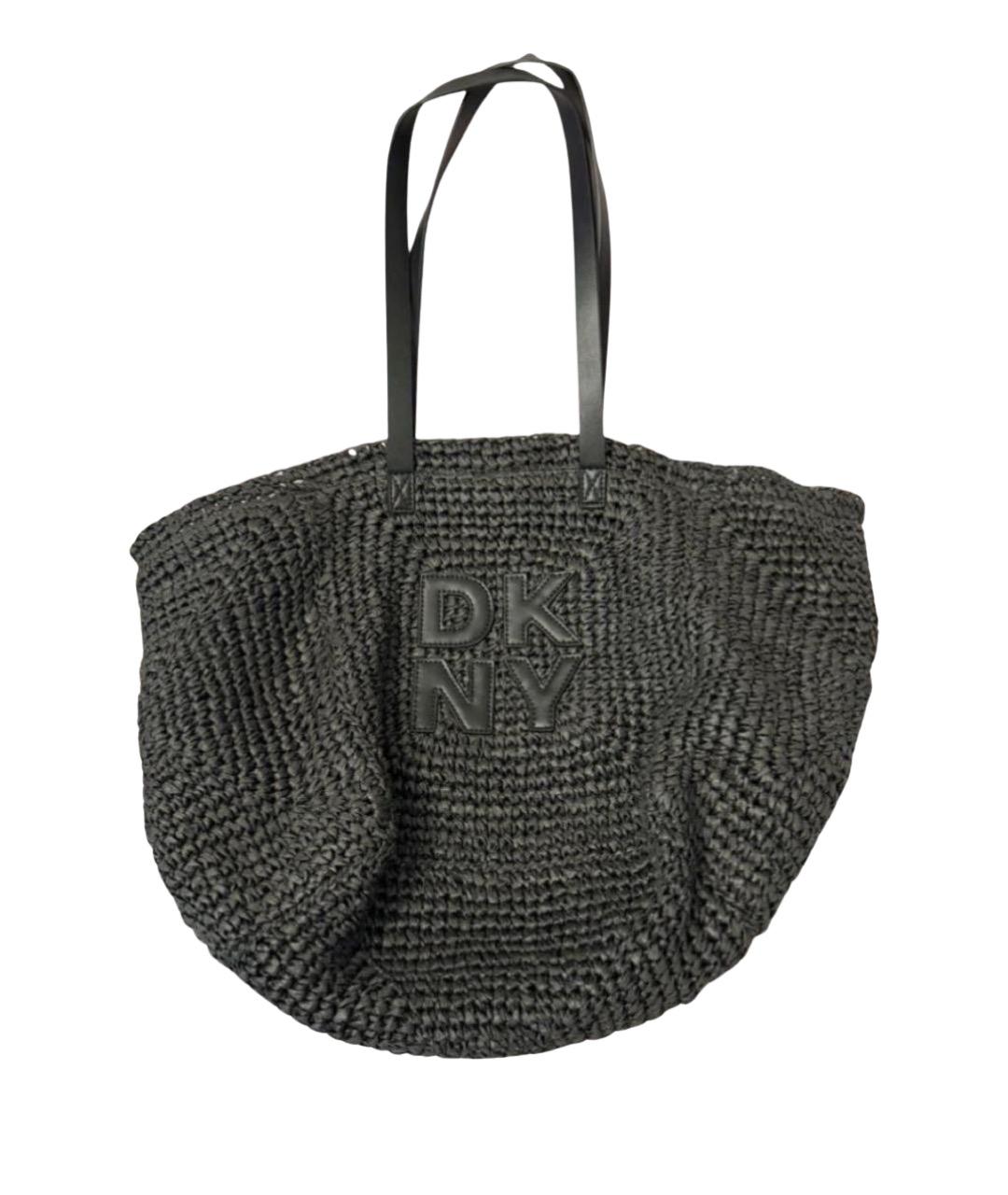 DKNY Черная плетеная пляжная сумка, фото 1