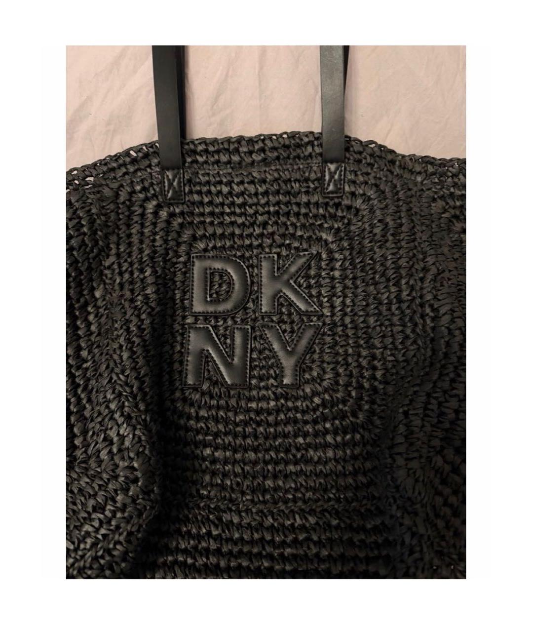 DKNY Черная плетеная пляжная сумка, фото 5