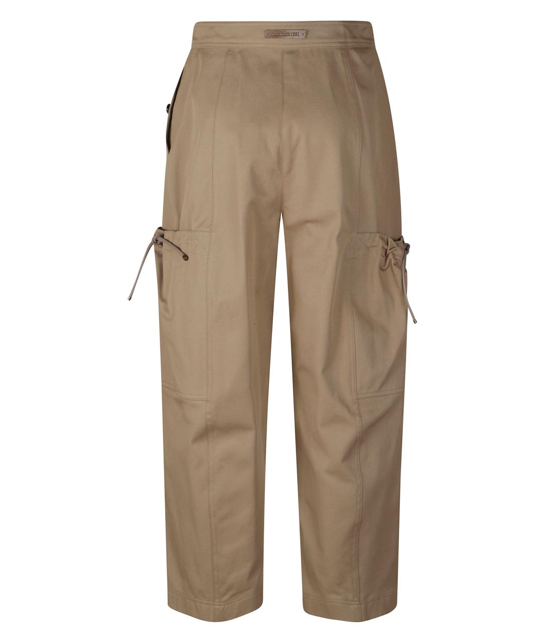 MAX MARA Бежевые хлопковые прямые брюки, фото 3
