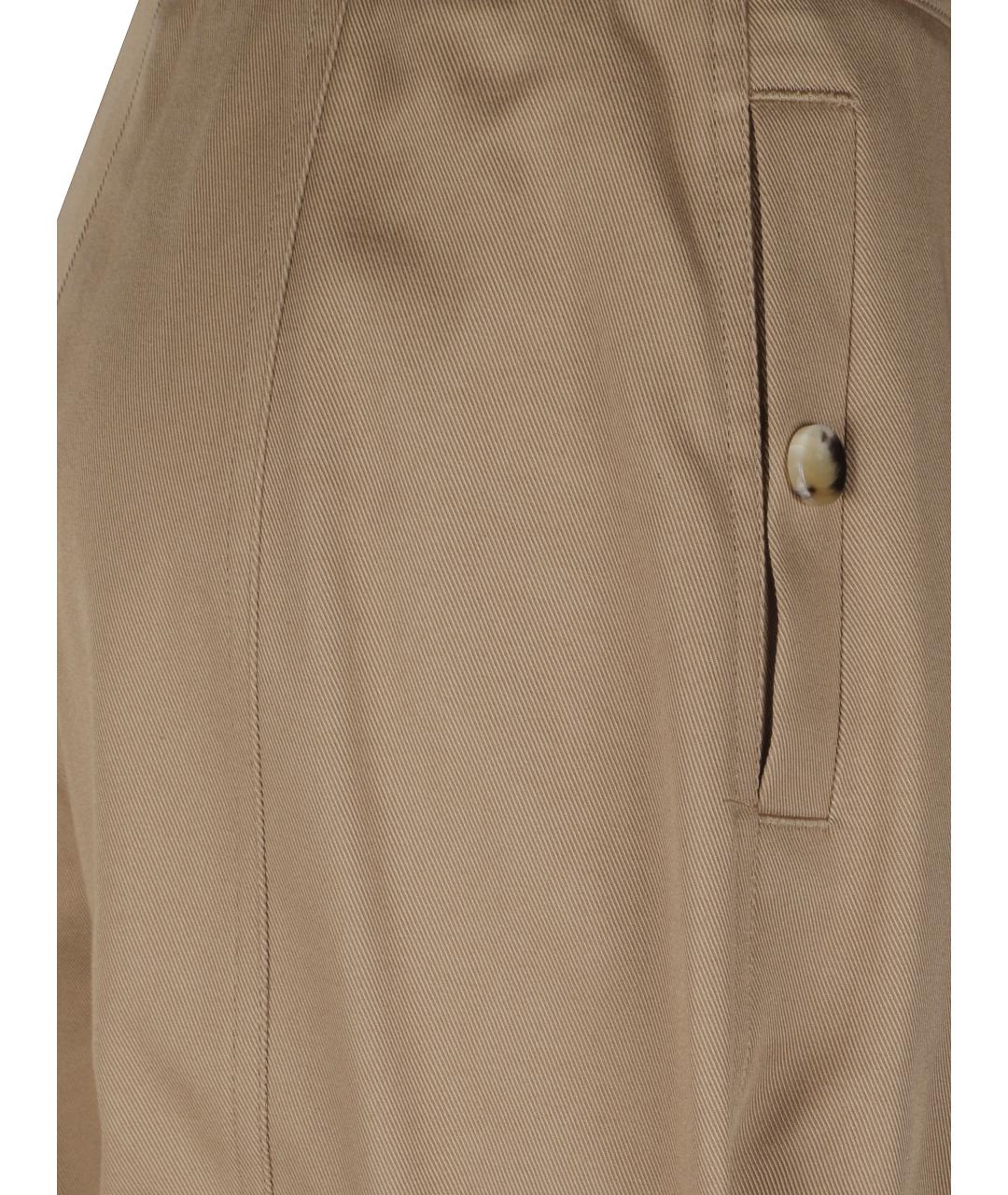 MAX MARA Бежевые хлопковые прямые брюки, фото 2