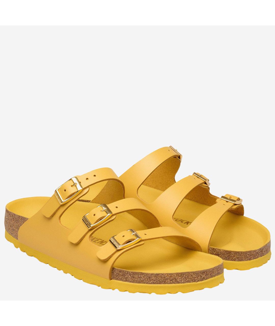 BIRKENSTOCK Желтые кожаные сандалии, фото 2