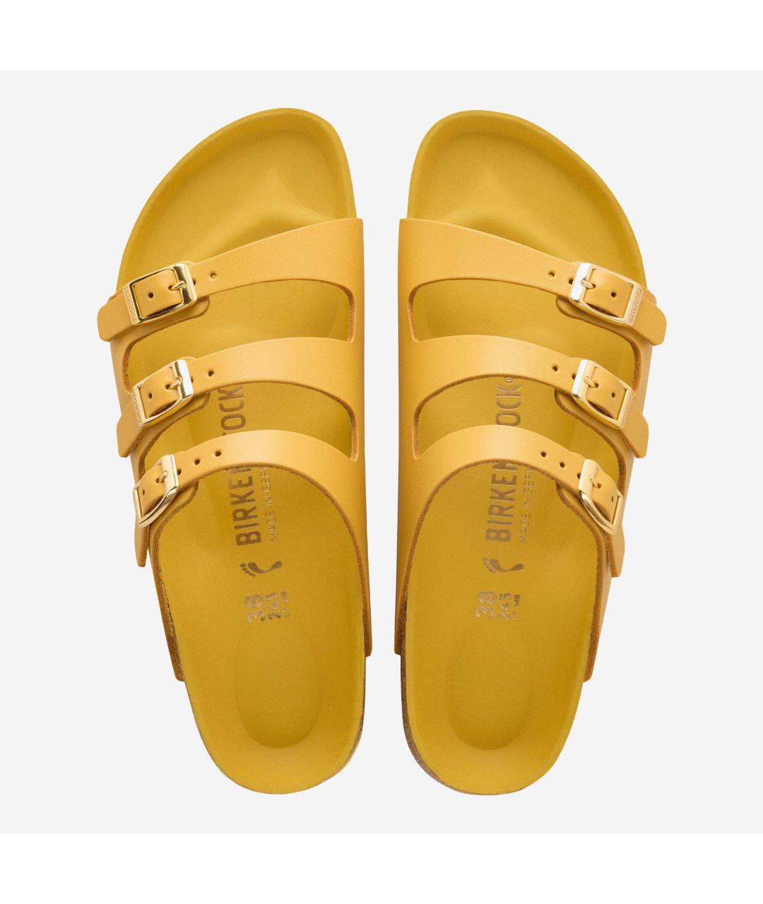 BIRKENSTOCK Желтые кожаные сандалии, фото 3