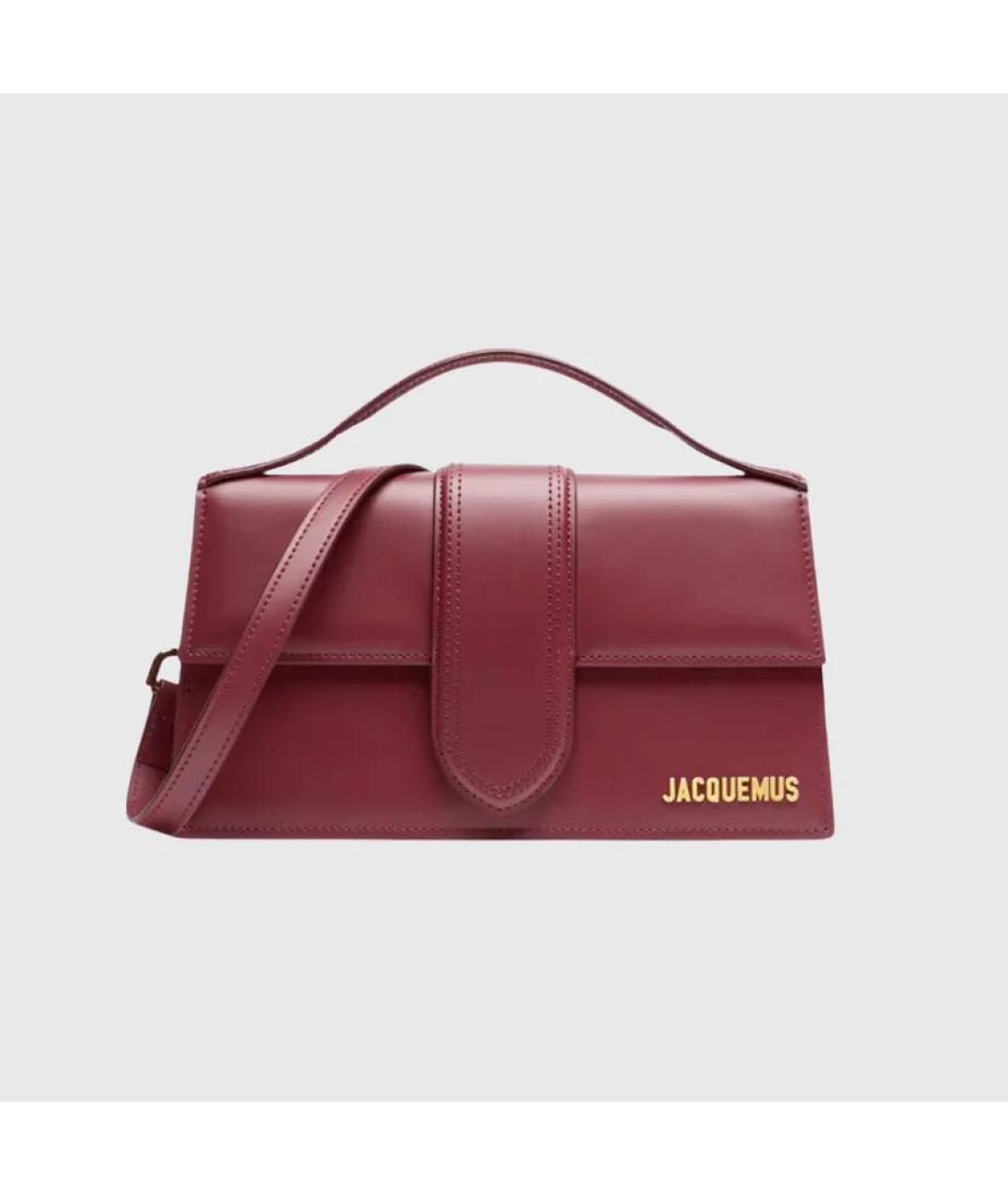 JACQUEMUS Бордовая кожаная сумка с короткими ручками, фото 7