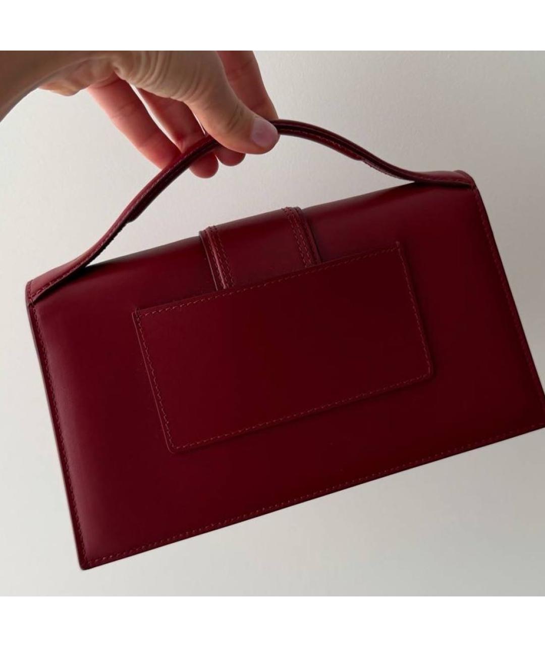 JACQUEMUS Бордовая кожаная сумка с короткими ручками, фото 5
