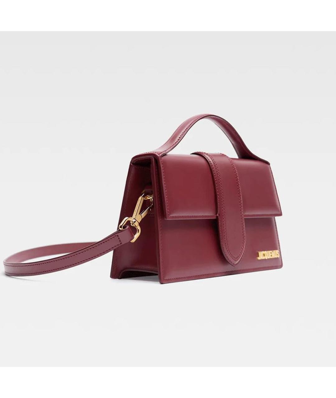 JACQUEMUS Бордовая кожаная сумка с короткими ручками, фото 3