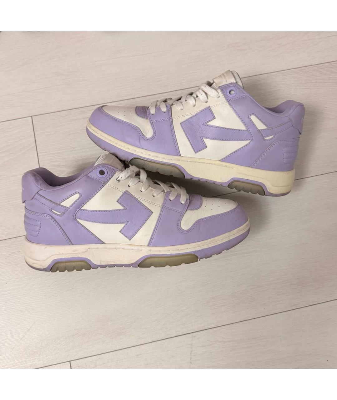 OFF-WHITE Фиолетовые кожаные низкие кроссовки / кеды, фото 7