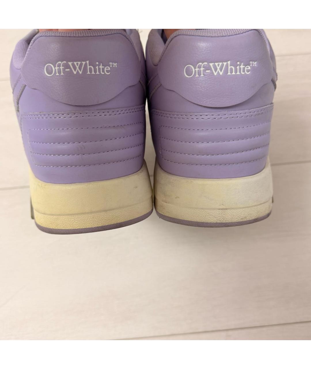 OFF-WHITE Фиолетовые кожаные низкие кроссовки / кеды, фото 4