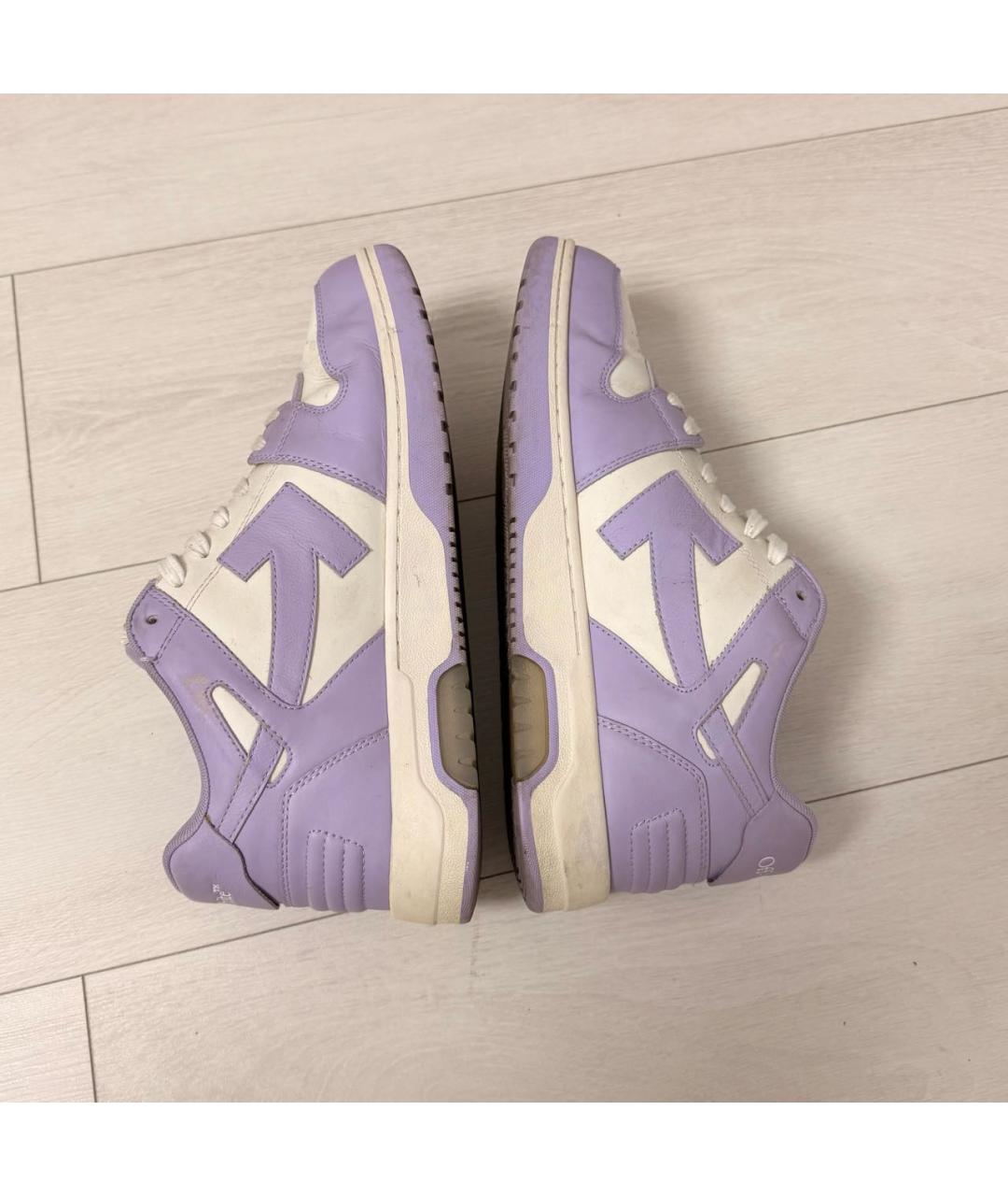 OFF-WHITE Фиолетовые кожаные низкие кроссовки / кеды, фото 3