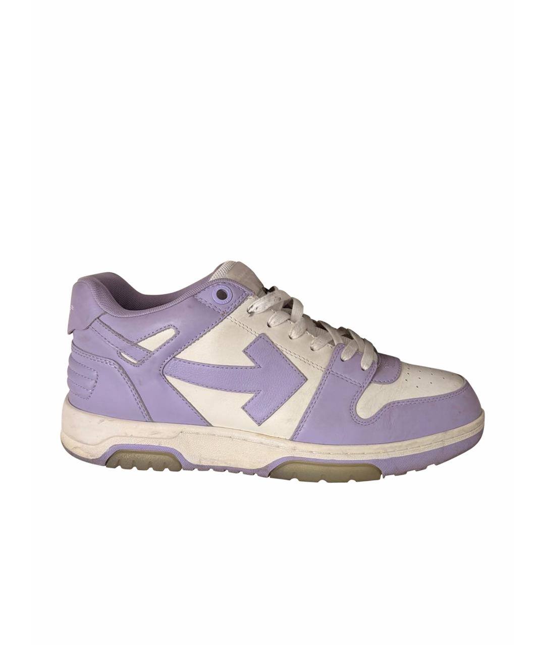 OFF-WHITE Фиолетовые кожаные низкие кроссовки / кеды, фото 1