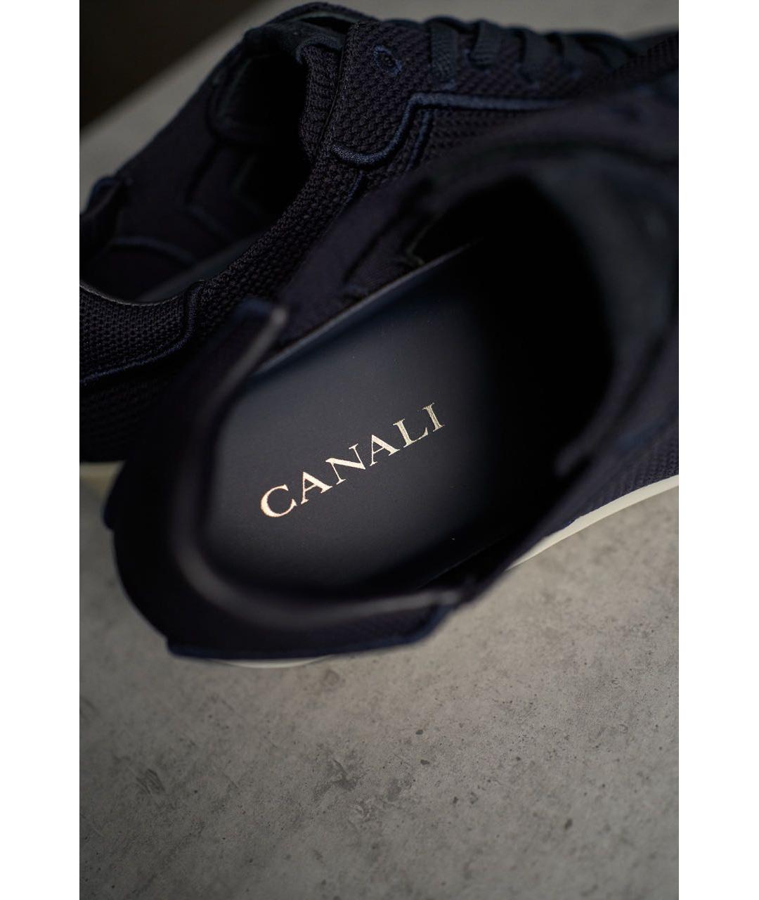CANALI Темно-синие текстильные низкие кроссовки / кеды, фото 5