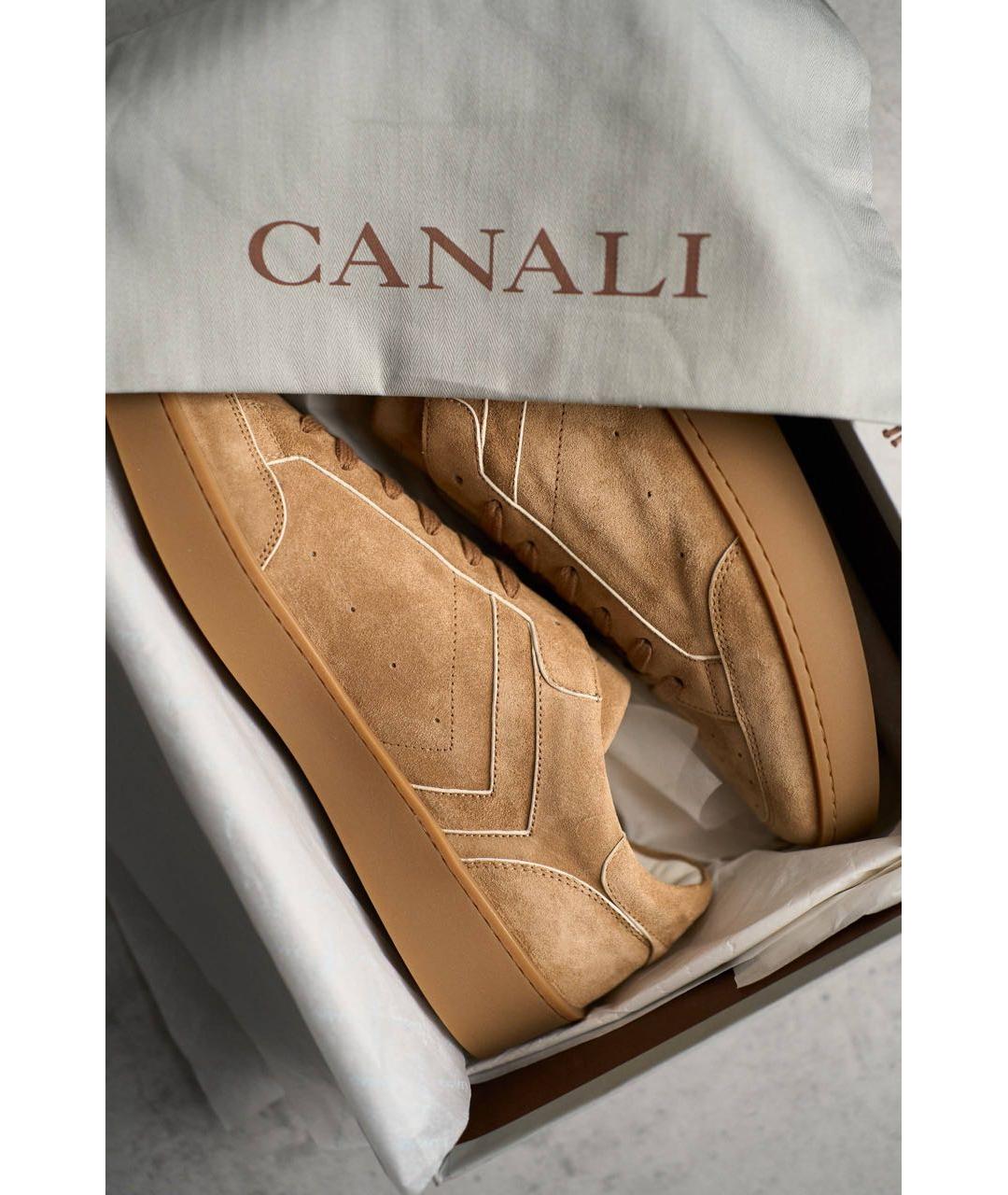 CANALI Коричневые замшевые низкие кроссовки / кеды, фото 3