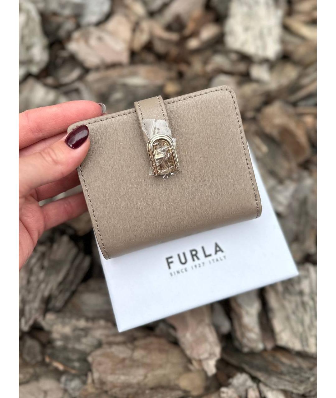 FURLA Бежевый кожаный кошелек, фото 6