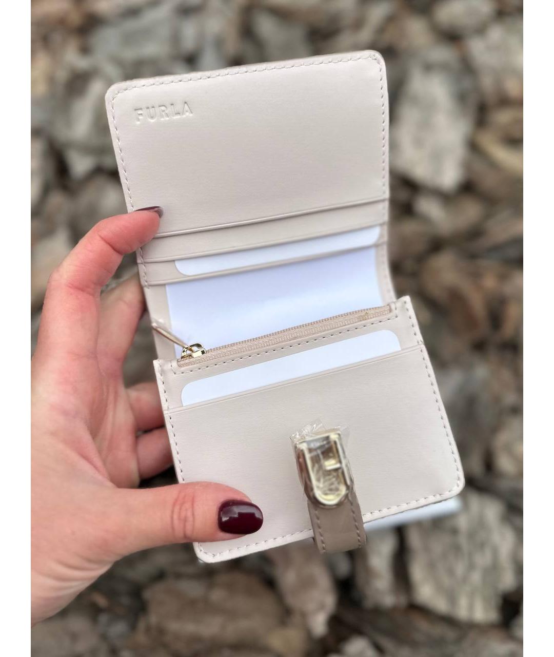 FURLA Бежевый кожаный кошелек, фото 4