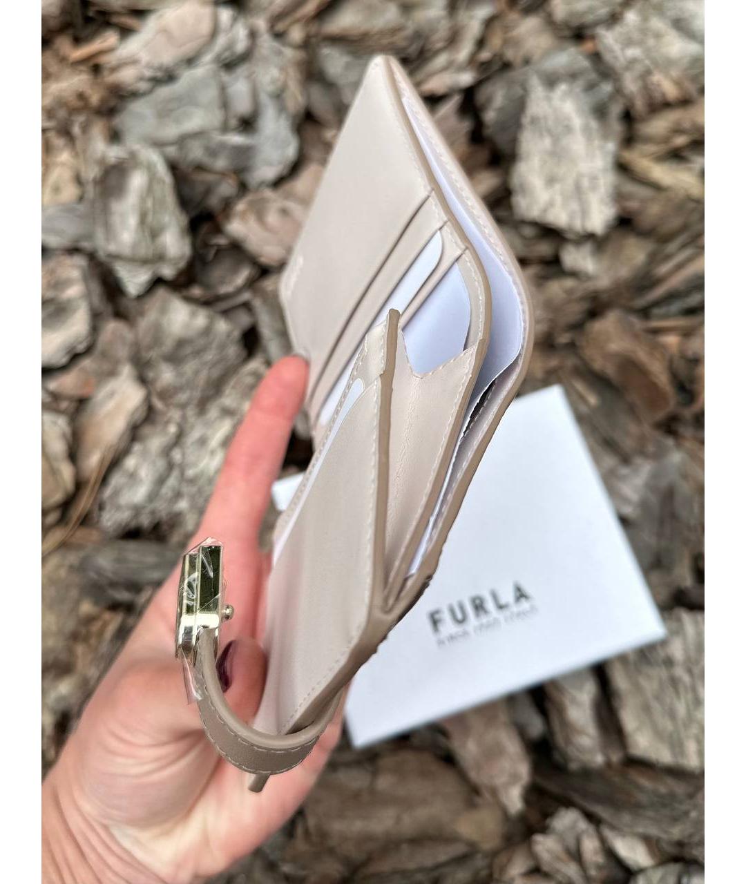 FURLA Бежевый кожаный кошелек, фото 3