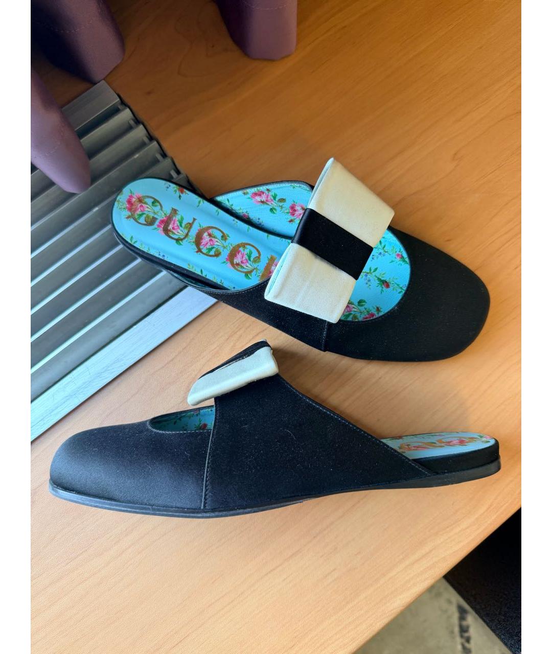 GUCCI Черные текстильные мюли, фото 7