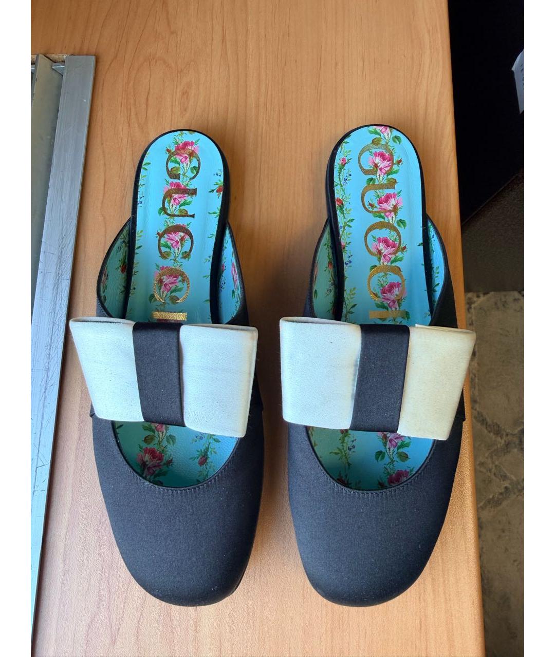 GUCCI Черные текстильные мюли, фото 6