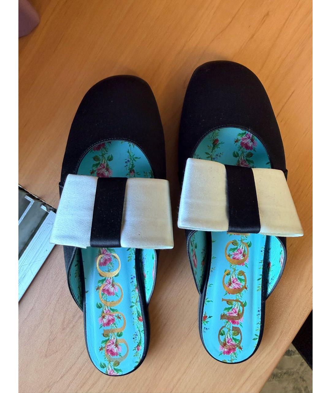 GUCCI Черные текстильные мюли, фото 4