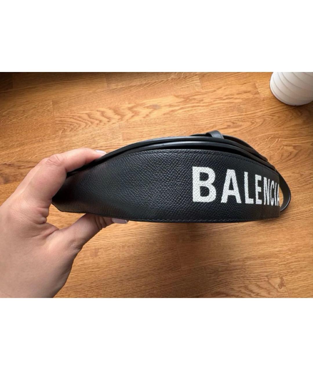 BALENCIAGA Черная кожаная сумка через плечо, фото 2