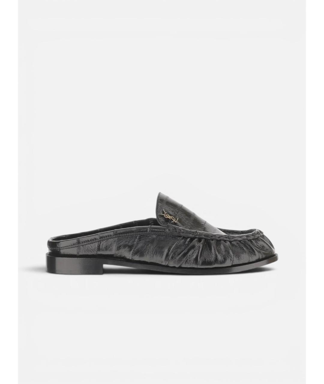 SAINT LAURENT Черные кожаные мюли, фото 4
