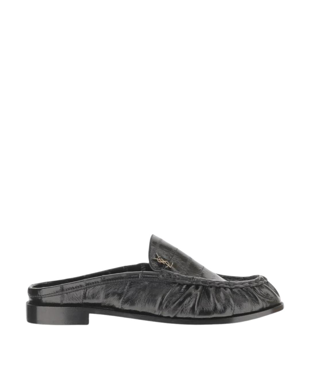 SAINT LAURENT Черные кожаные мюли, фото 1