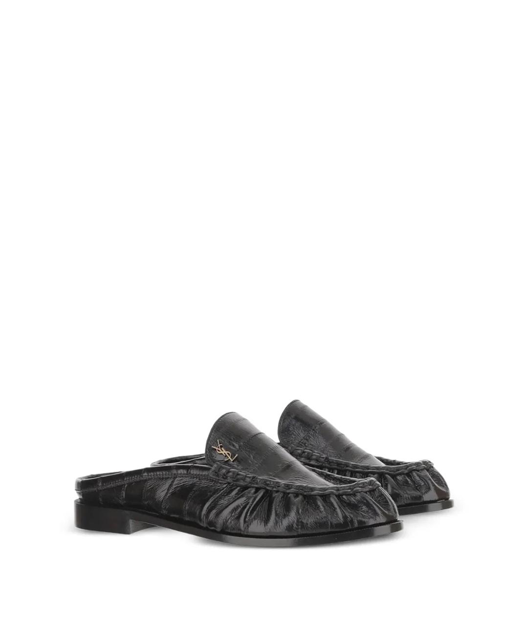 SAINT LAURENT Черные кожаные мюли, фото 2