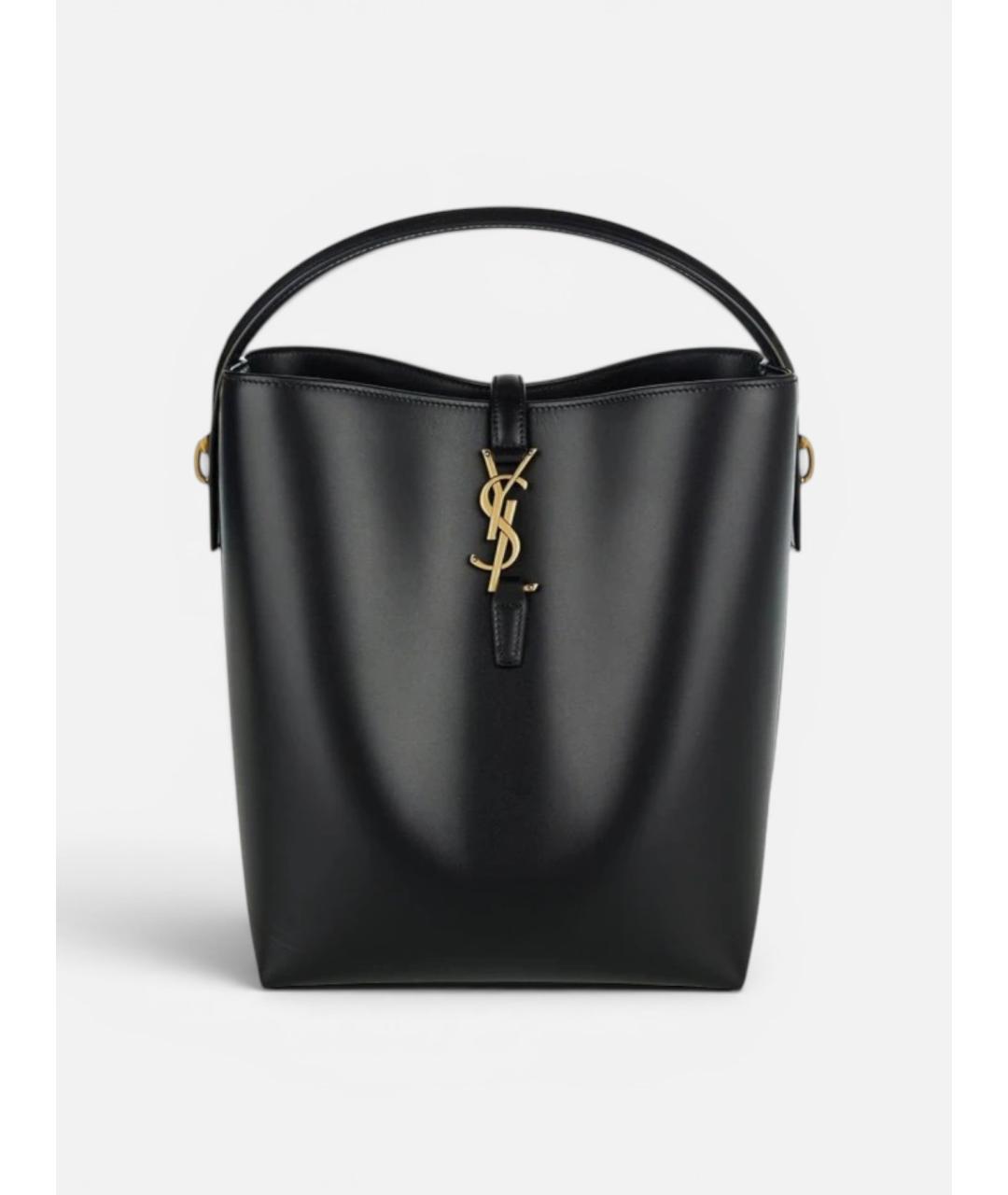 SAINT LAURENT Черная кожаная сумка тоут, фото 5