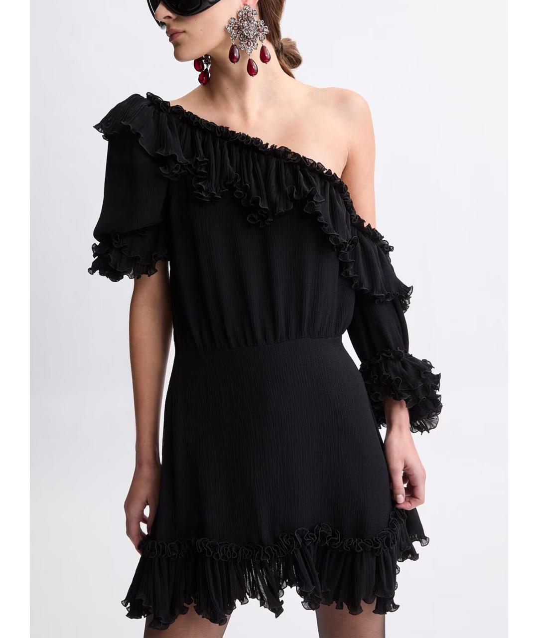 SAINT LAURENT Черное шелковое коктейльное платье, фото 2
