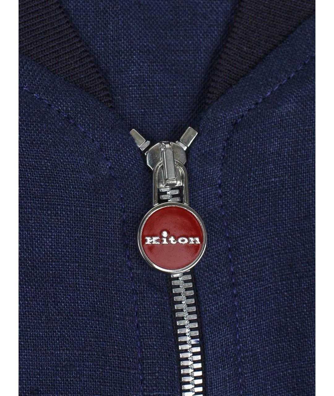 KITON Темно-синяя льняная куртка, фото 3