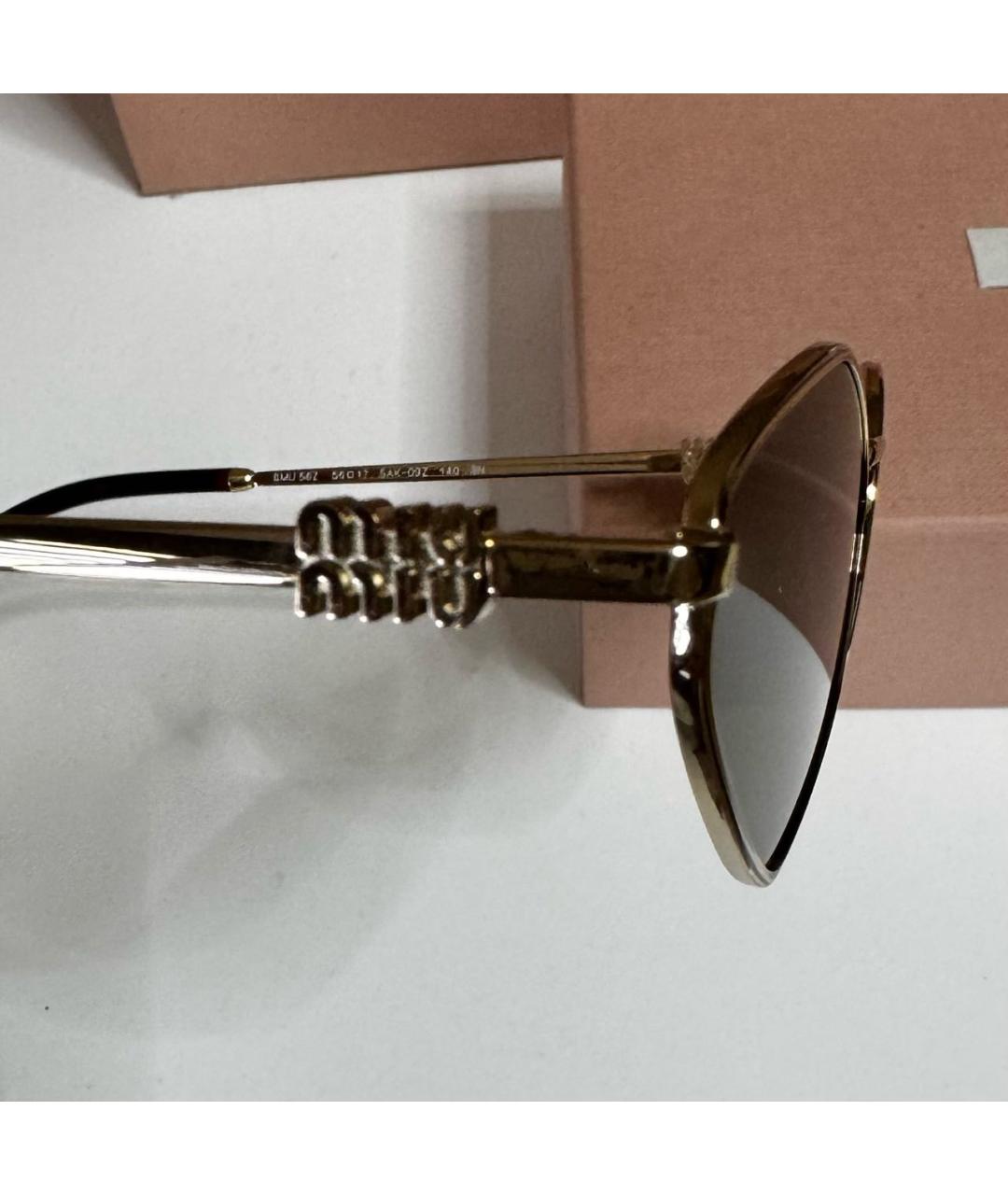 MIU MIU Золотые металлические солнцезащитные очки, фото 3