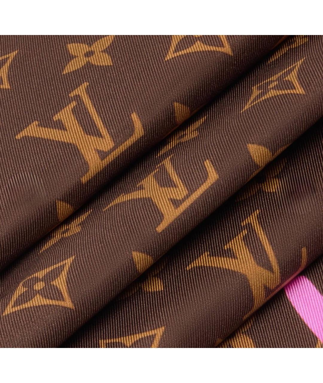 LOUIS VUITTON Коричневый шелковый платок, фото 3