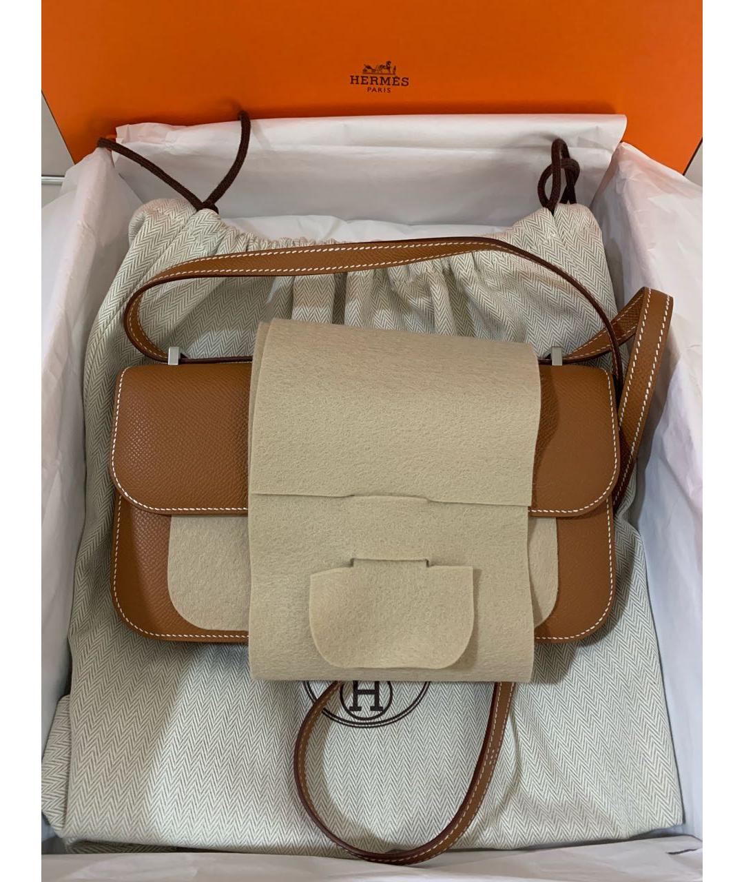 HERMES Коричневая кожаная сумка через плечо, фото 4