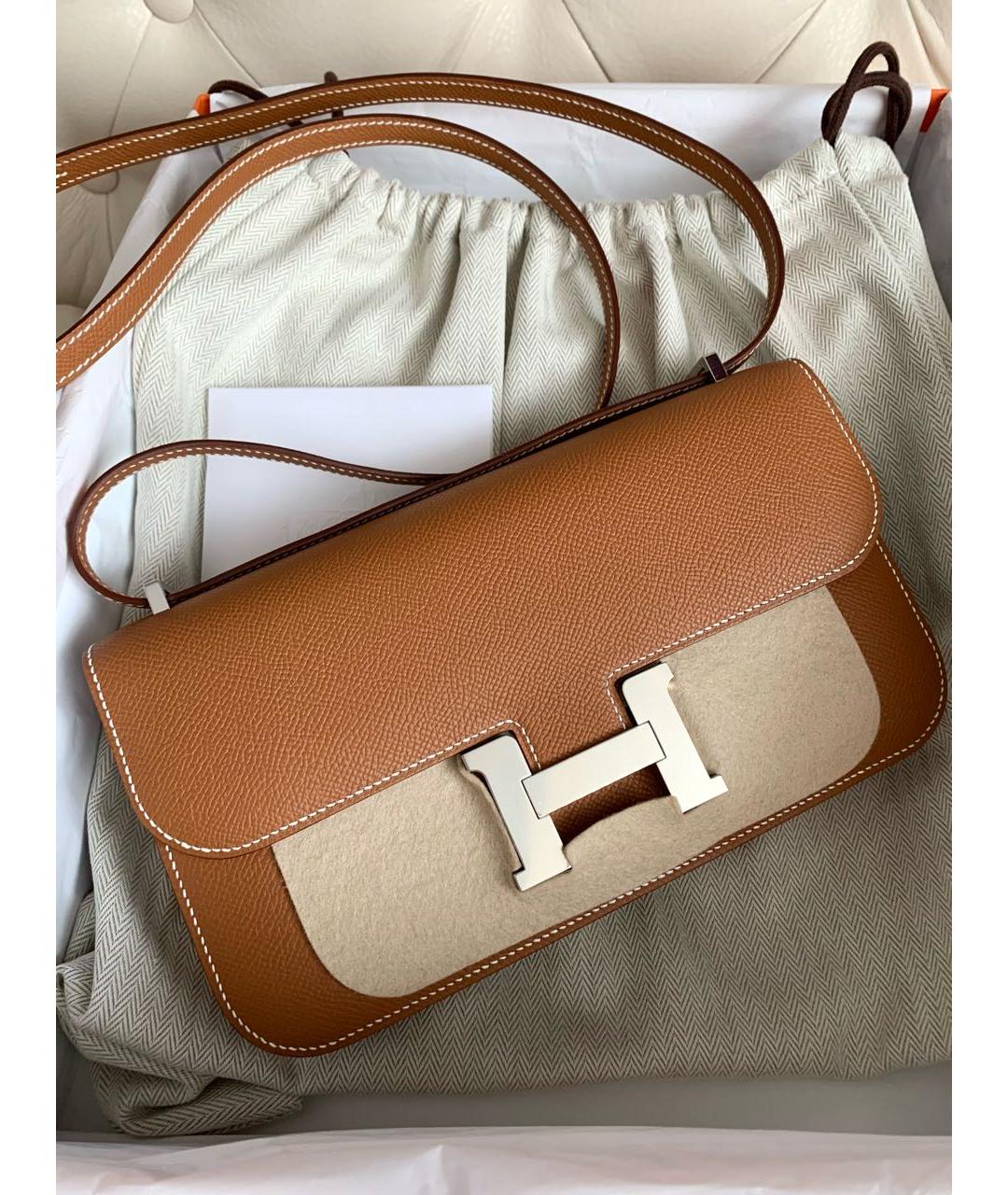 HERMES Коричневая кожаная сумка через плечо, фото 6