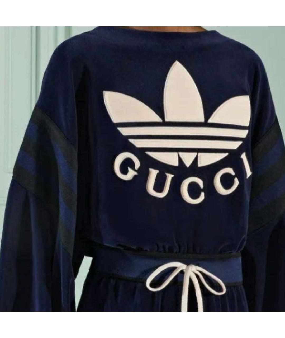 GUCCI Темно-синее велюровое платье, фото 4