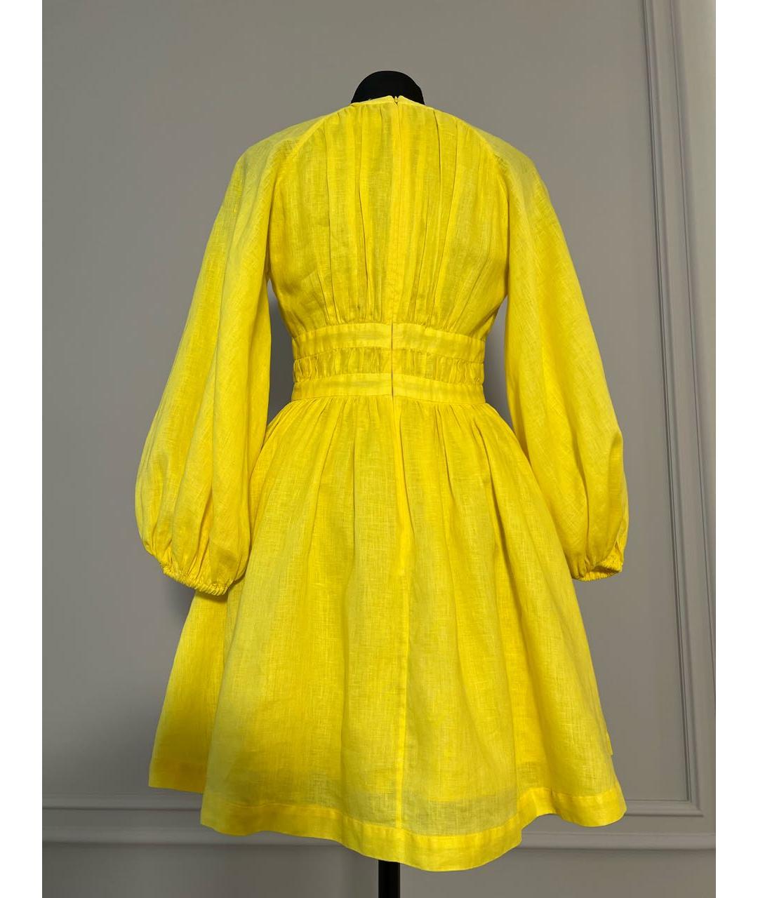 ZIMMERMANN Желтое льняное повседневное платье, фото 2
