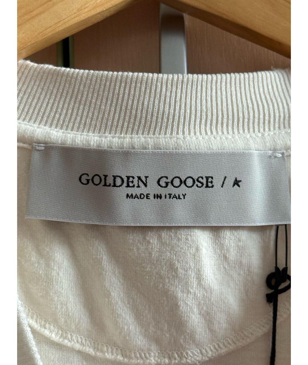 GOLDEN GOOSE DELUXE BRAND Белая хлопковая футболка, фото 4