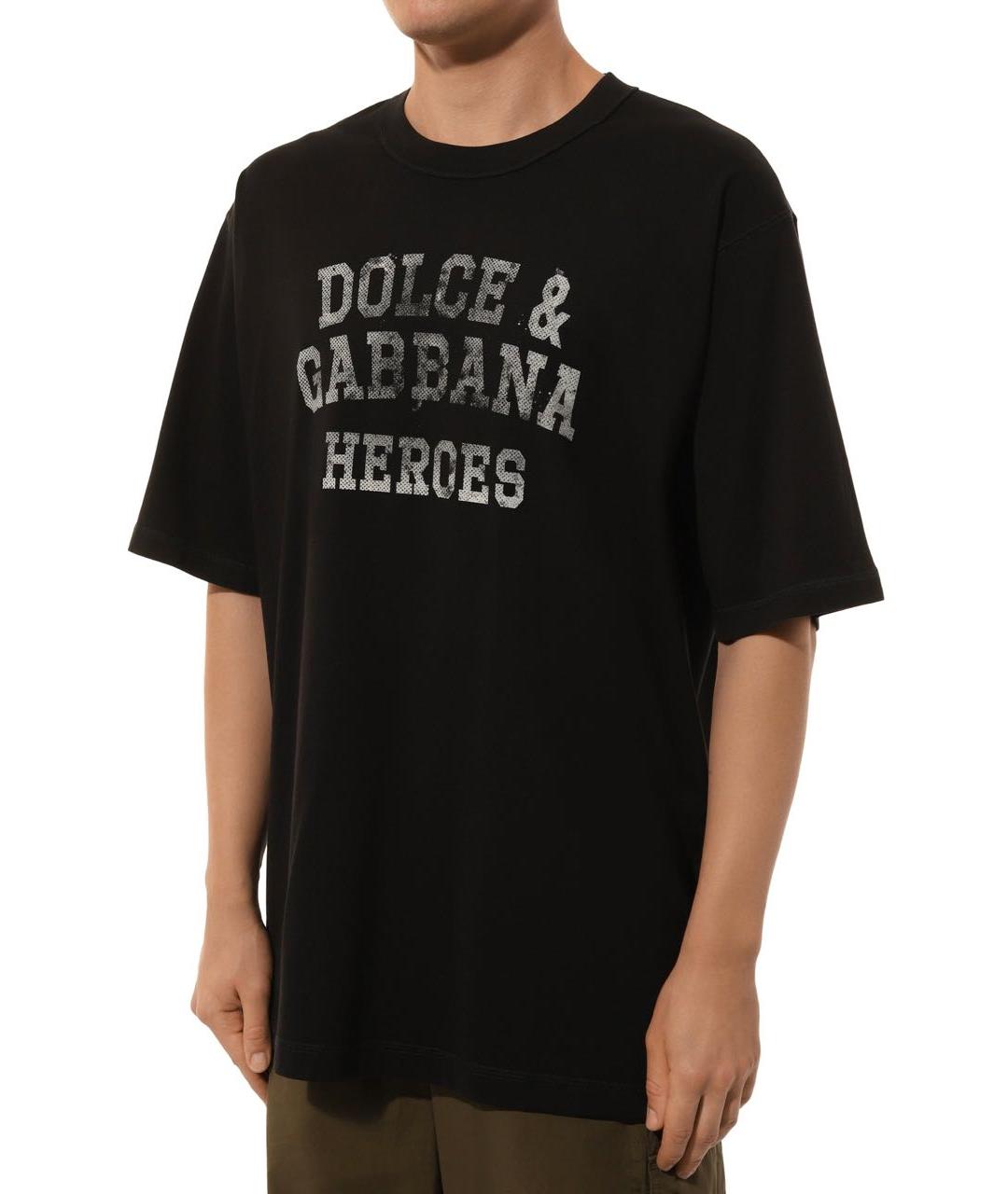 DOLCE&GABBANA Черная хлопковая футболка, фото 2
