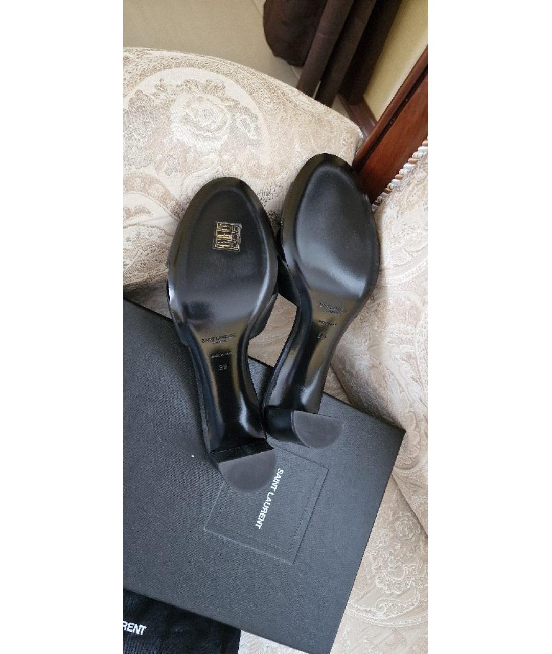 SAINT LAURENT Черные кожаные мюли, фото 5
