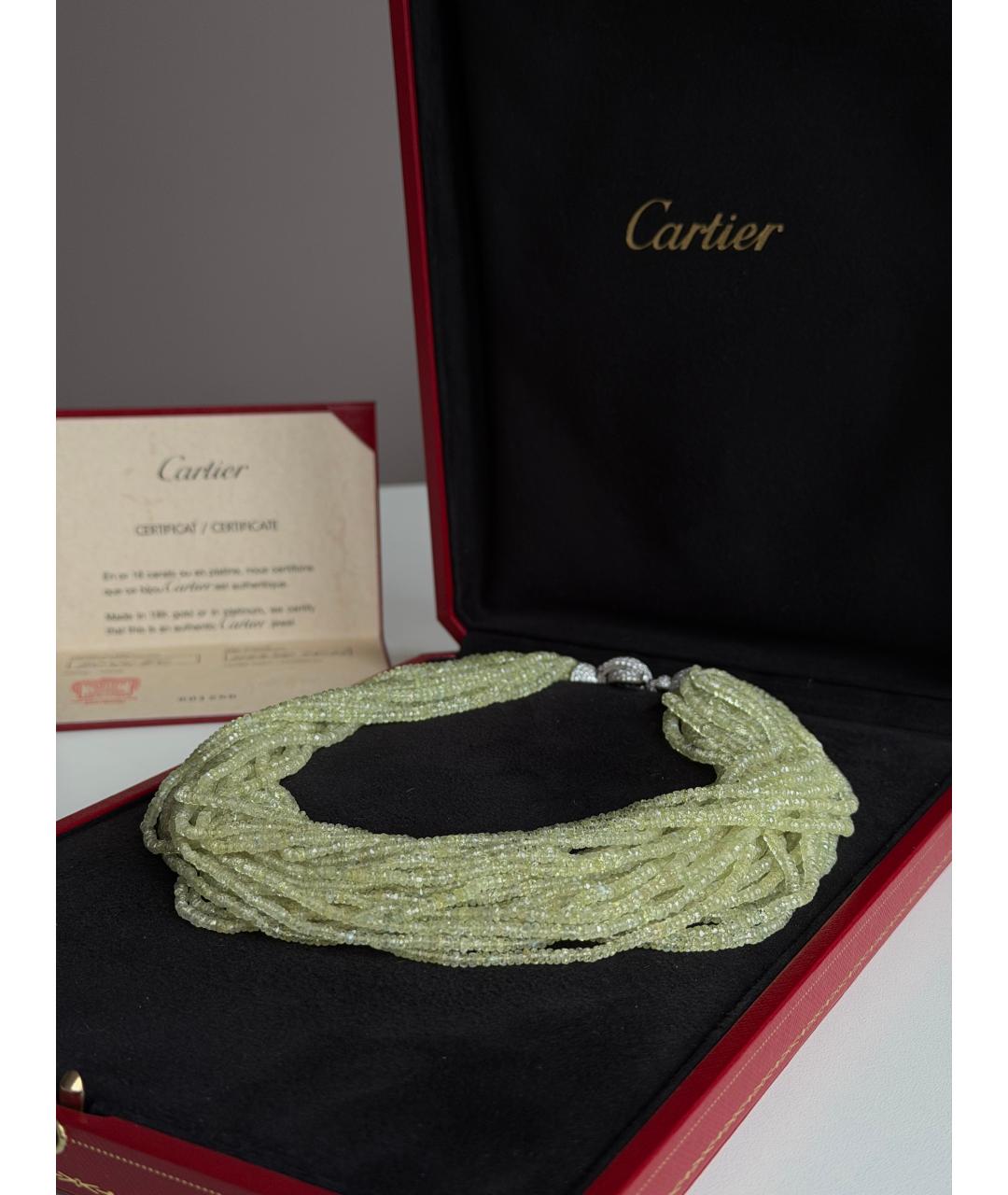 CARTIER Салатовое колье из белого золота, фото 4