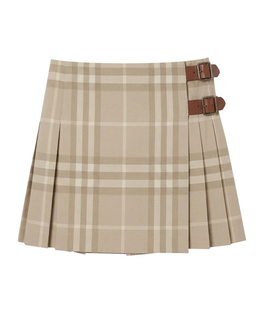 BURBERRY Серая хлопковая юбка мини, фото 1