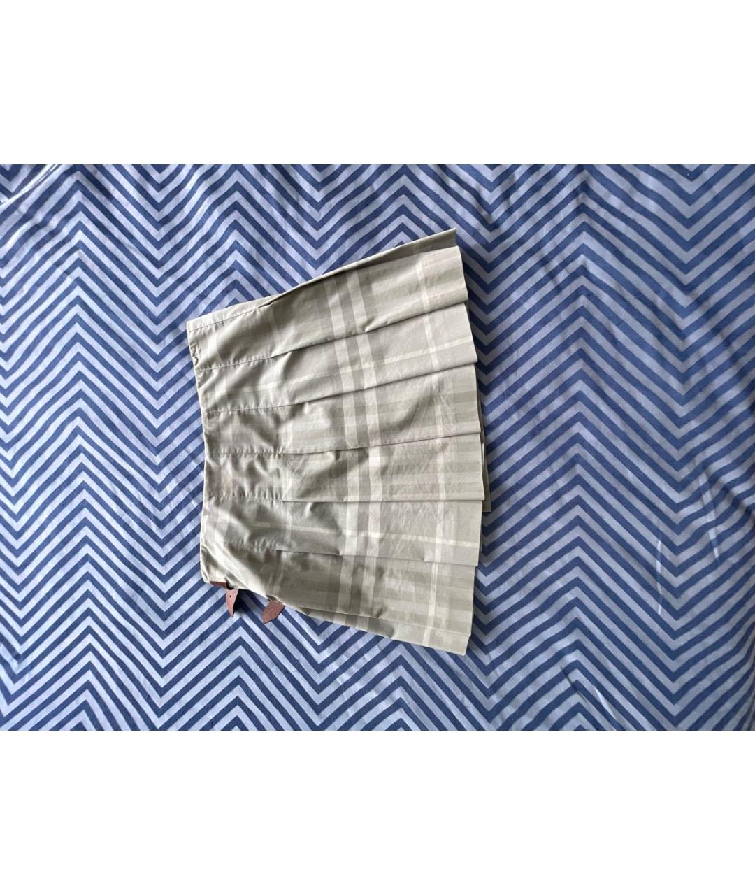 BURBERRY Серая хлопковая юбка мини, фото 2