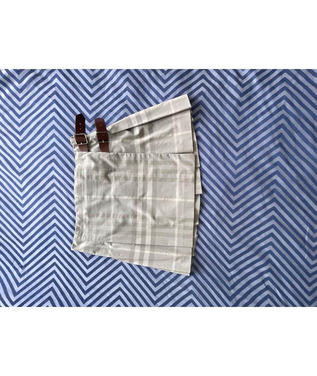 BURBERRY Серая хлопковая юбка мини, фото 6