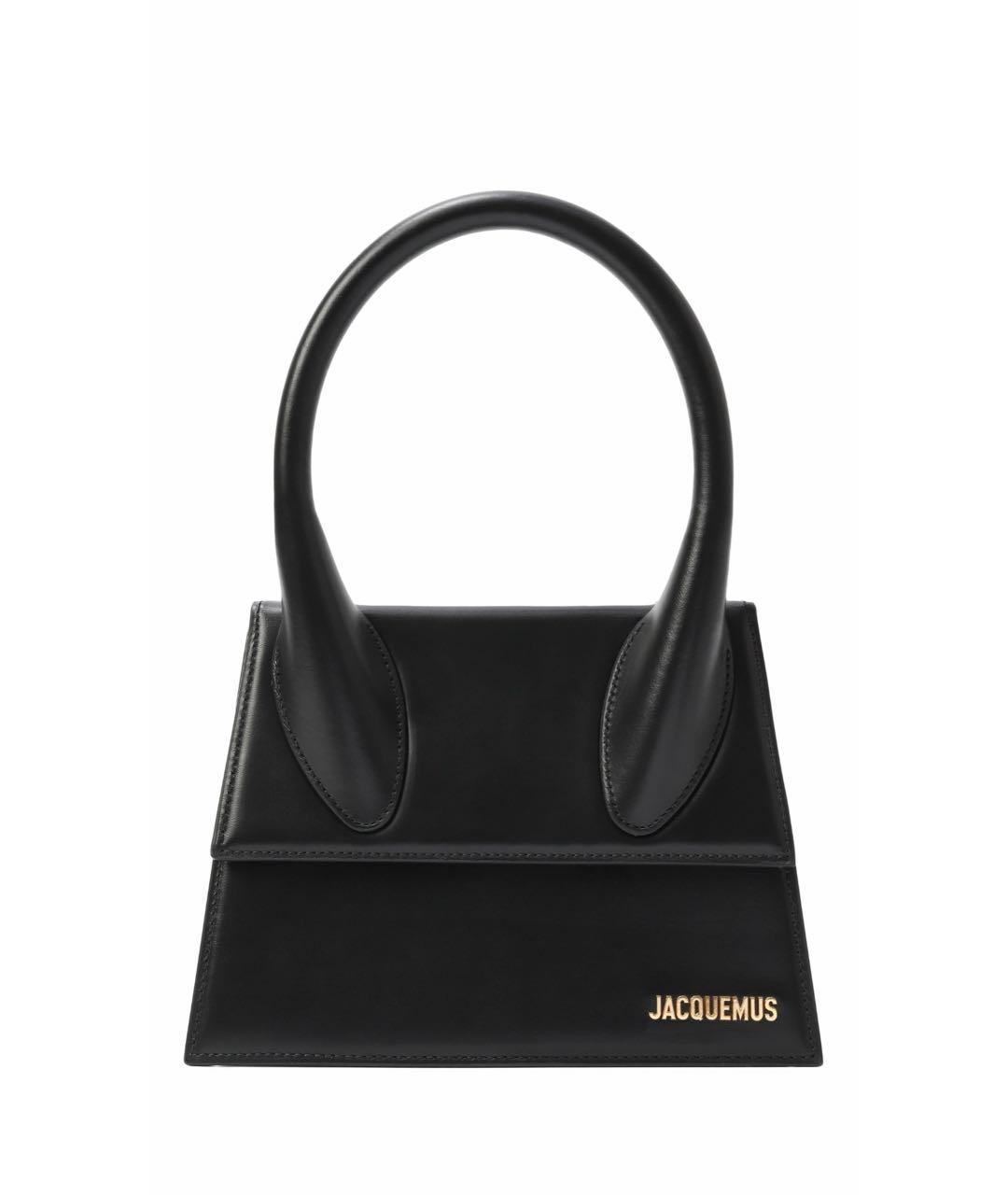 JACQUEMUS Черная кожаная сумка с короткими ручками, фото 6