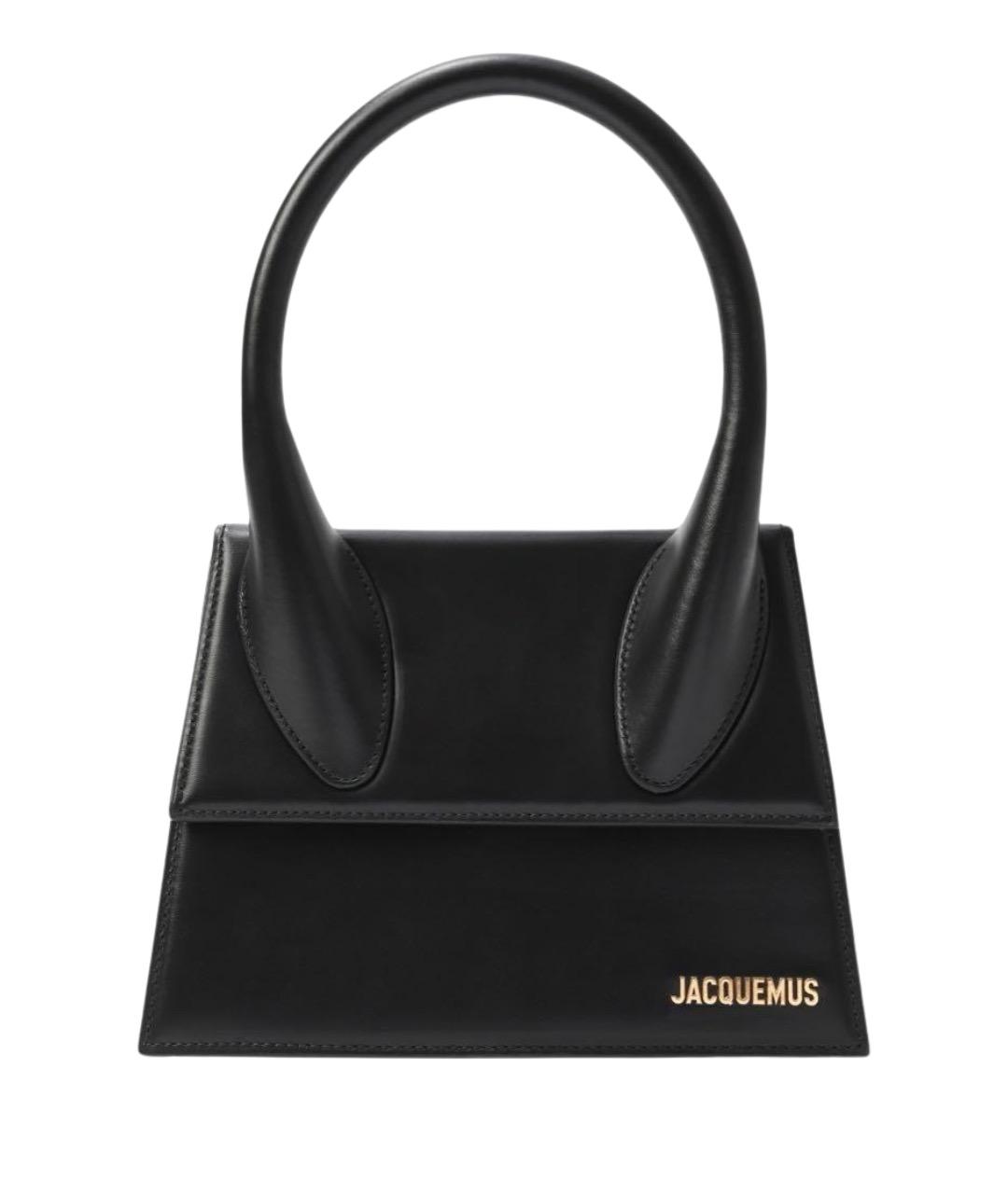 JACQUEMUS Черная кожаная сумка с короткими ручками, фото 1