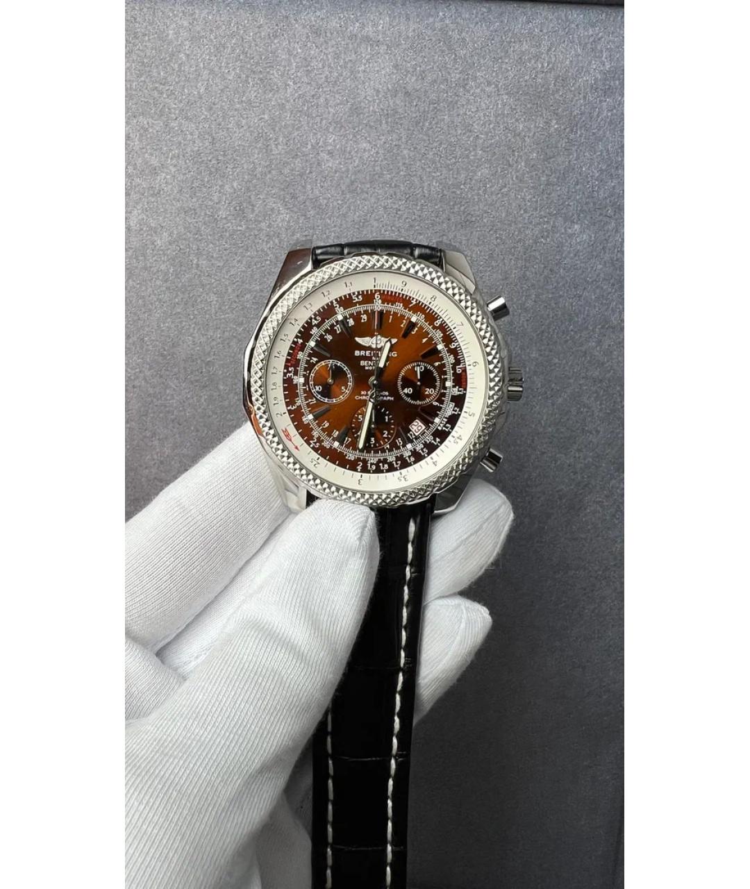 BREITLING Коричневые металлические часы, фото 2