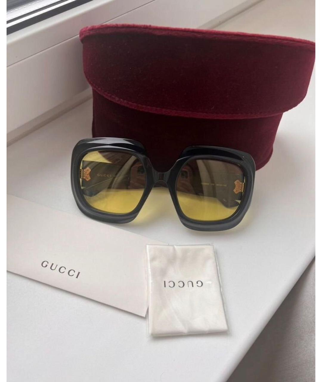 GUCCI Желтые пластиковые солнцезащитные очки, фото 4