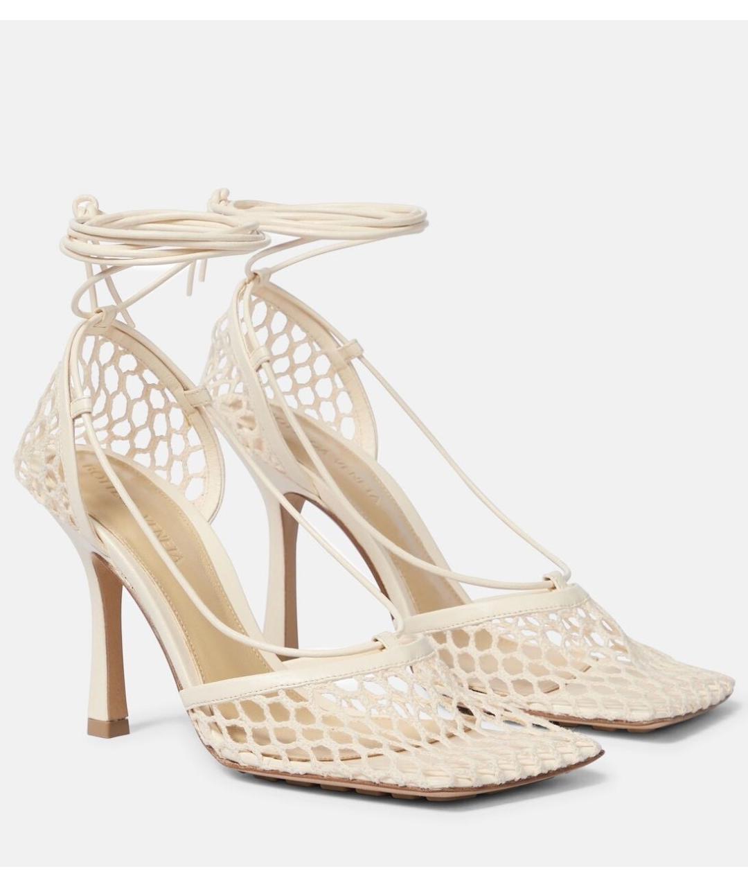BOTTEGA VENETA Белые кожаные босоножки, фото 9