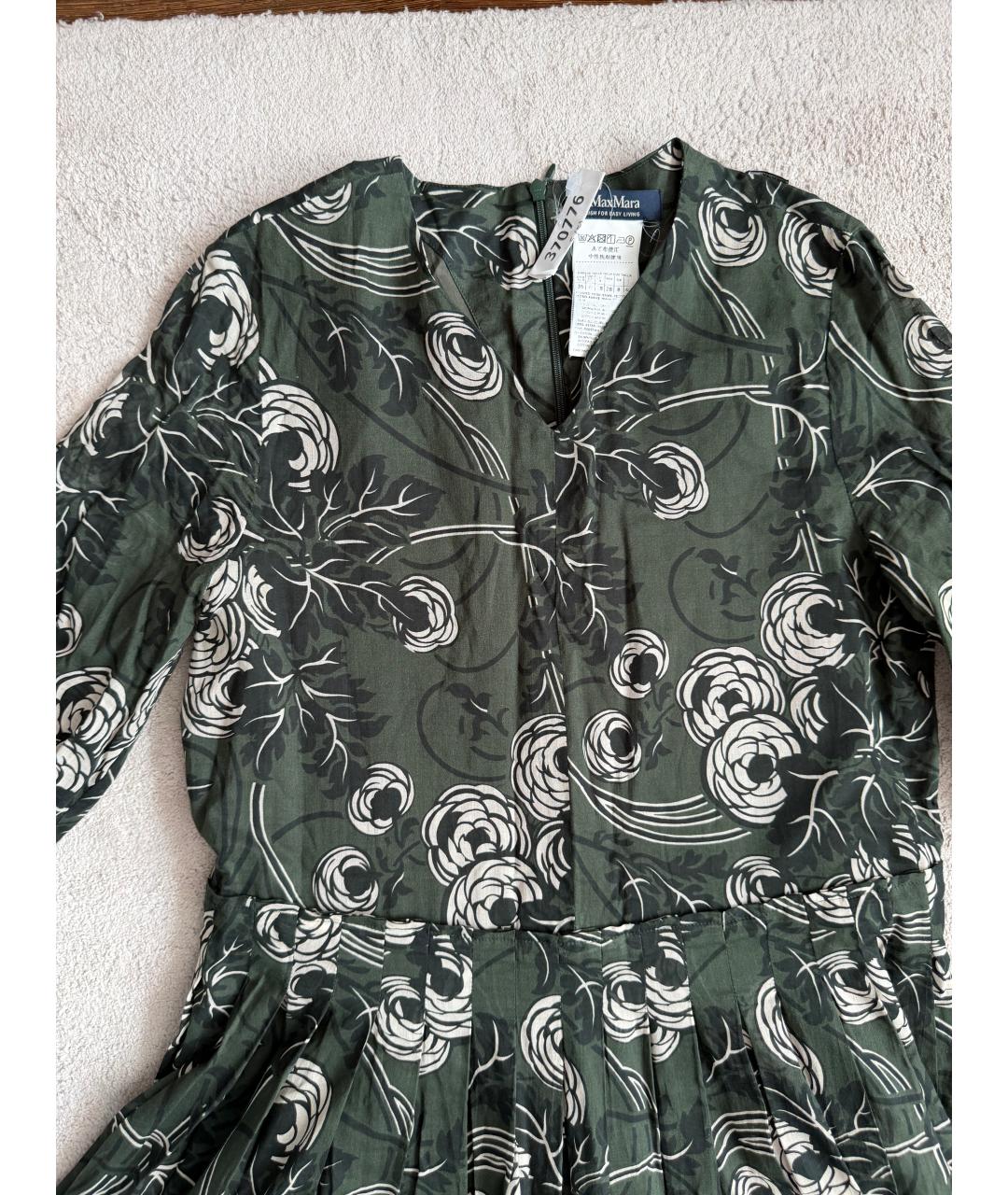 MAX MARA Зеленое хлопковое повседневное платье, фото 3