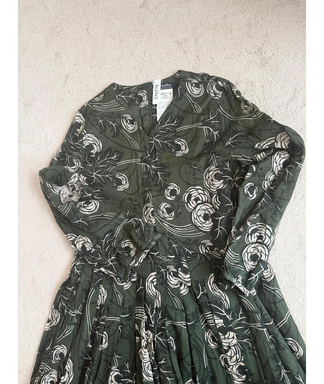MAX MARA Зеленое хлопковое повседневное платье, фото 2